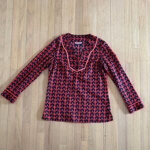 Like New Vineyard Vines Navy and Red Anchor Print Long Sleeve Tunic sz M